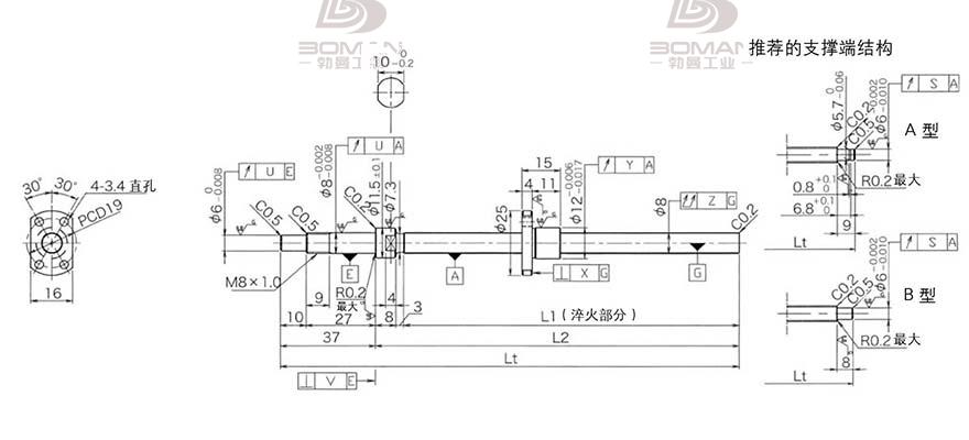 KURODA DP0801JS-HDNR-0180B-C3F 黑田丝杆和上银丝杆